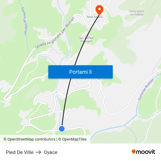 Pied De Ville to Oyace map