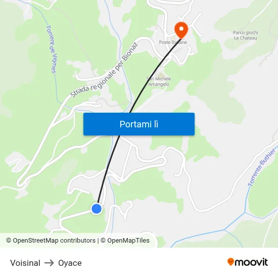 Voisinal to Oyace map