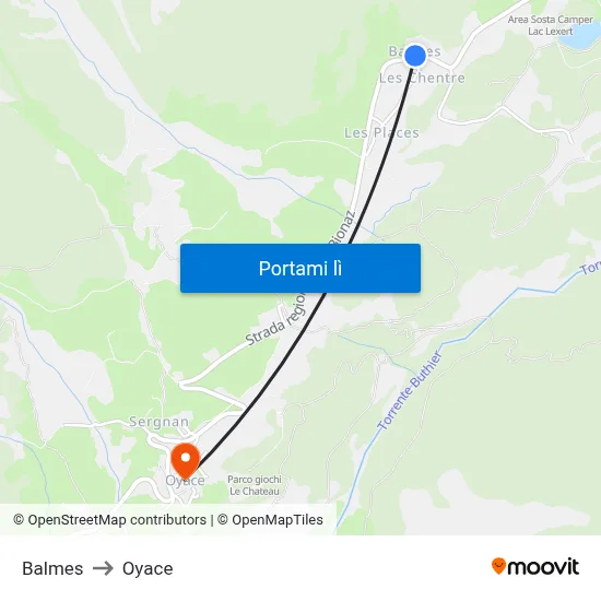Balmes to Oyace map