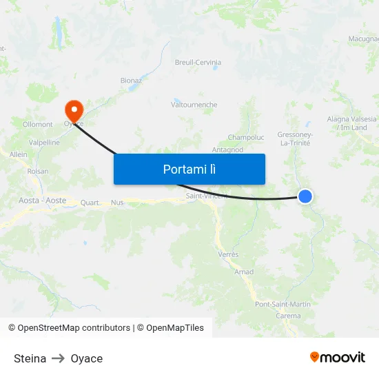 Steina to Oyace map