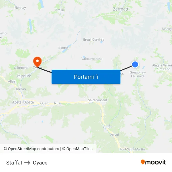 Staffal to Oyace map