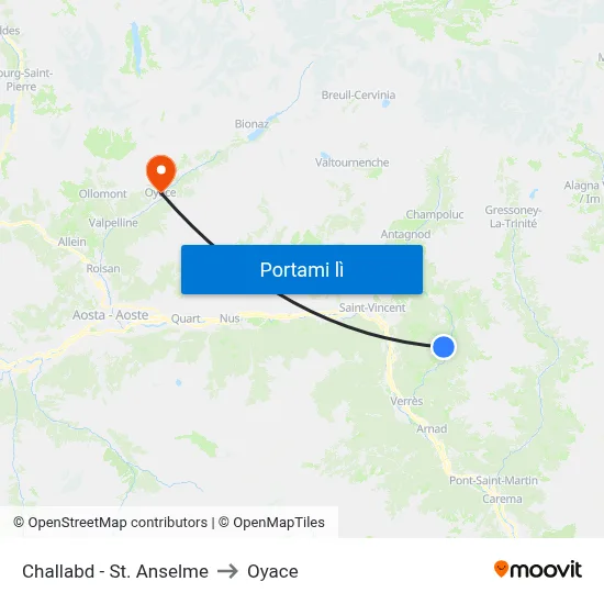 Challabd - St. Anselme to Oyace map
