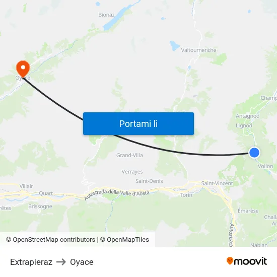 Extrapieraz to Oyace map