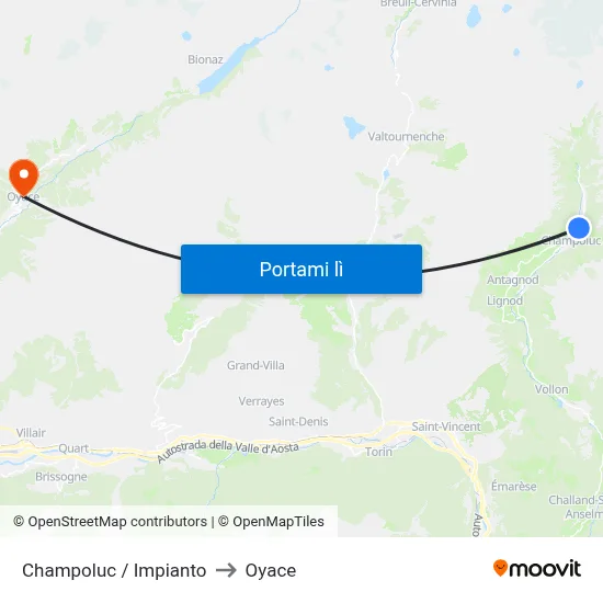 Champoluc / Impianto to Oyace map