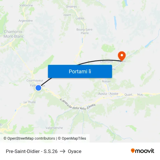 Pre-Saint-Didier - S.S.26 to Oyace map