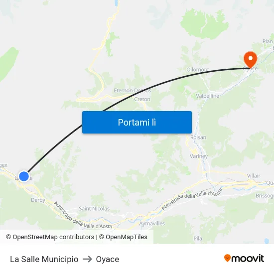 La Salle Municipio to Oyace map