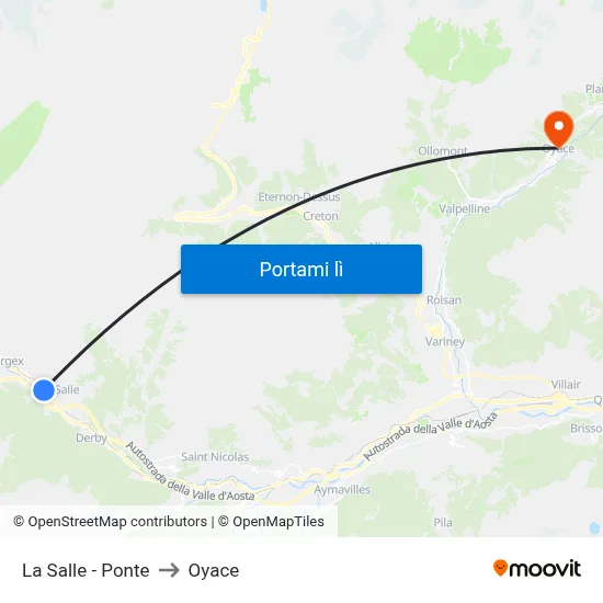 La Salle - Ponte to Oyace map