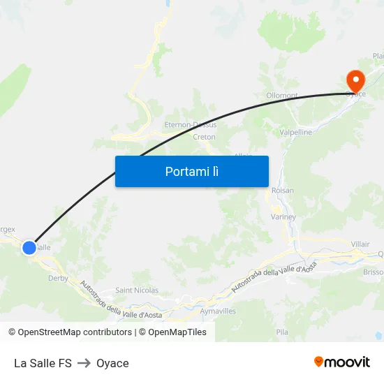 La Salle FS to Oyace map
