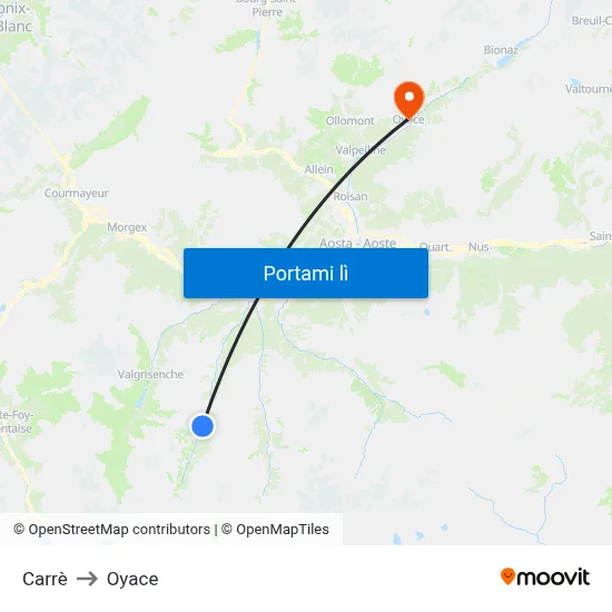 Carrè to Oyace map