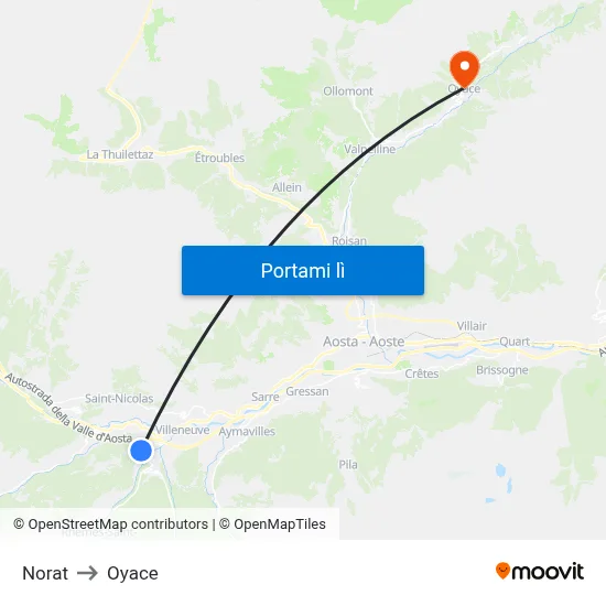 Norat to Oyace map