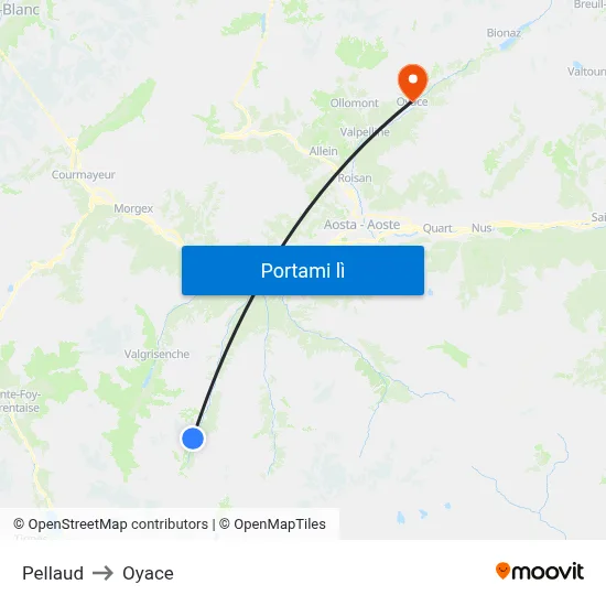 Pellaud to Oyace map