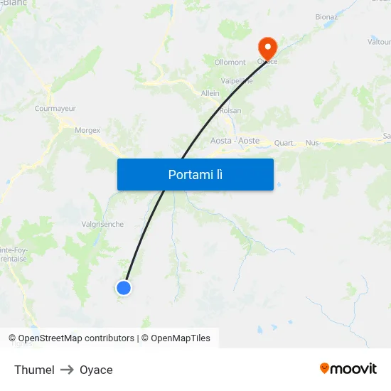 Thumel to Oyace map