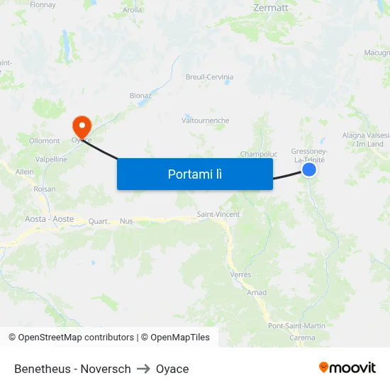 Benetheus - Noversch to Oyace map