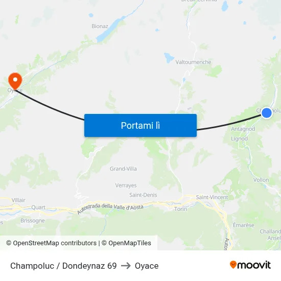 Champoluc / Dondeynaz 69 to Oyace map