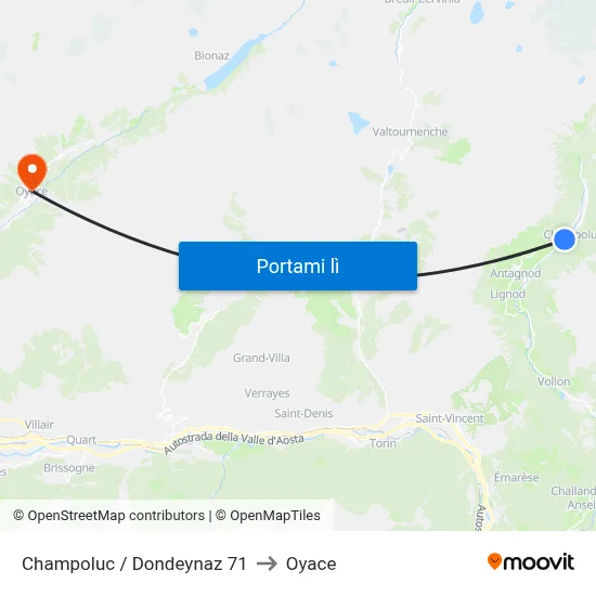 Champoluc / Dondeynaz 71 to Oyace map