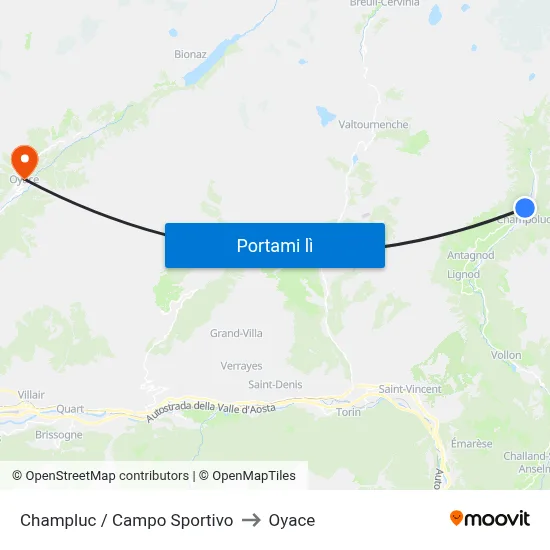 Champluc / Campo Sportivo to Oyace map