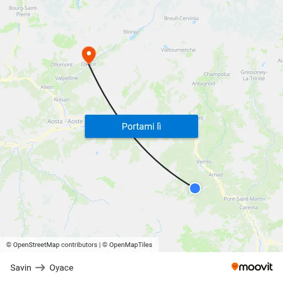 Savin to Oyace map