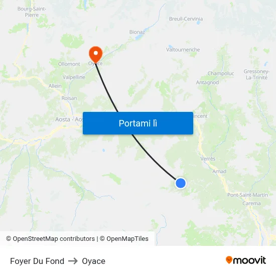 Foyer Du Fond to Oyace map