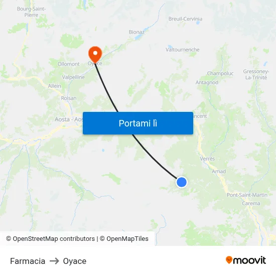 Farmacia to Oyace map