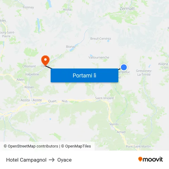 Hotel Campagnol to Oyace map