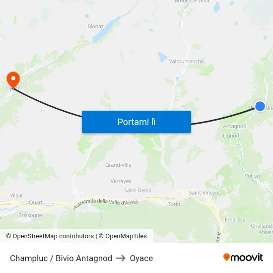 Champluc / Bivio Antagnod to Oyace map