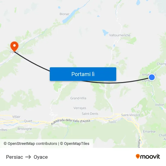 Persiac to Oyace map