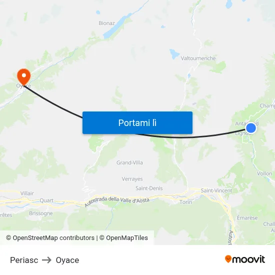 Periasc to Oyace map