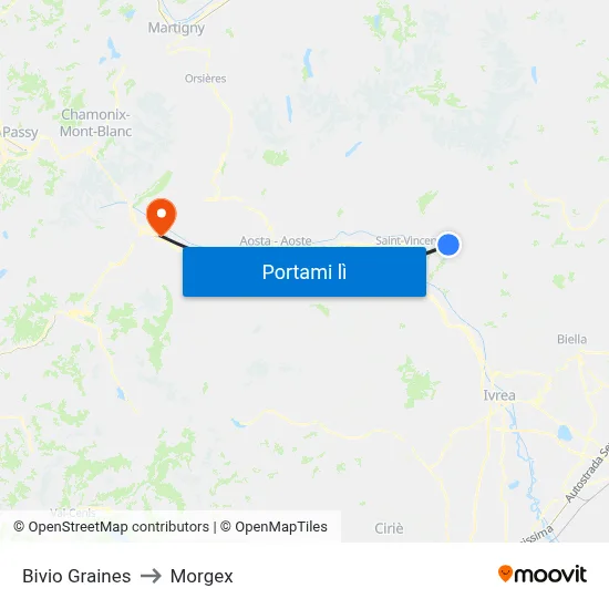 Bivio Graines to Morgex map