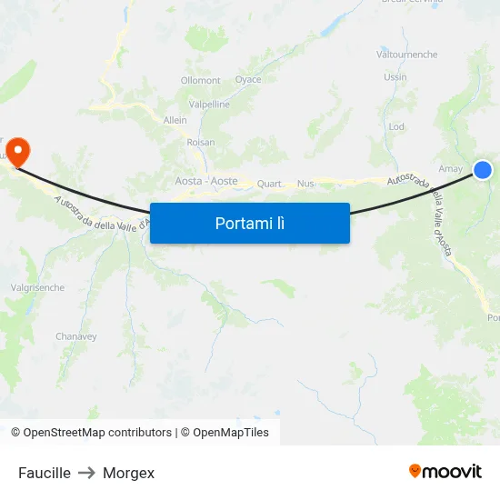 Faucille to Morgex map