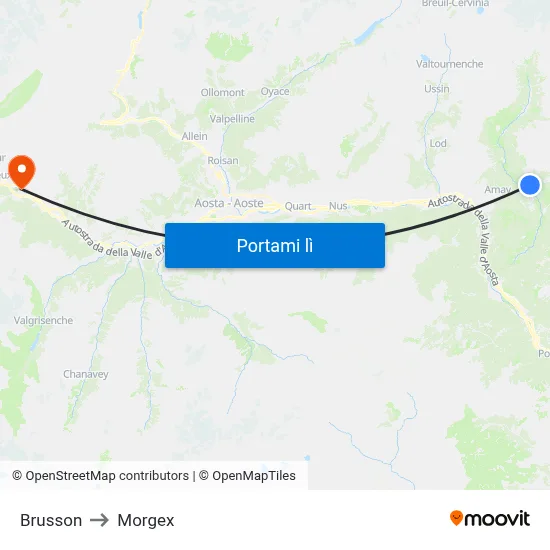Brusson to Morgex map