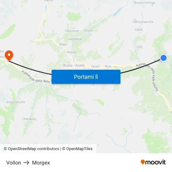 Vollon to Morgex map