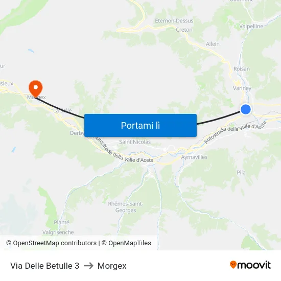 Via Delle Betulle 3 to Morgex map
