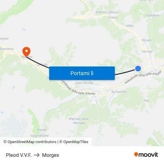 Pleod V.V.F. to Morgex map