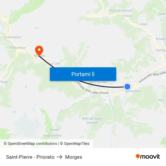 Saint-Pierre - Priorato to Morgex map