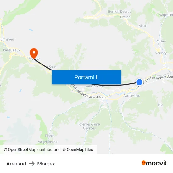 Arensod to Morgex map