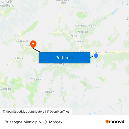 Brissogne Municipio to Morgex map