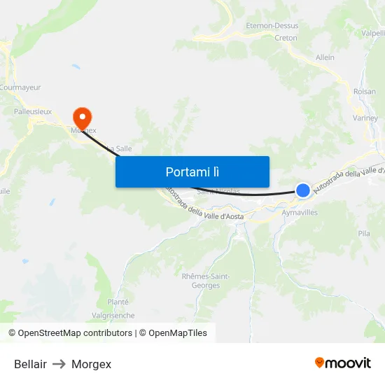 Bellair to Morgex map
