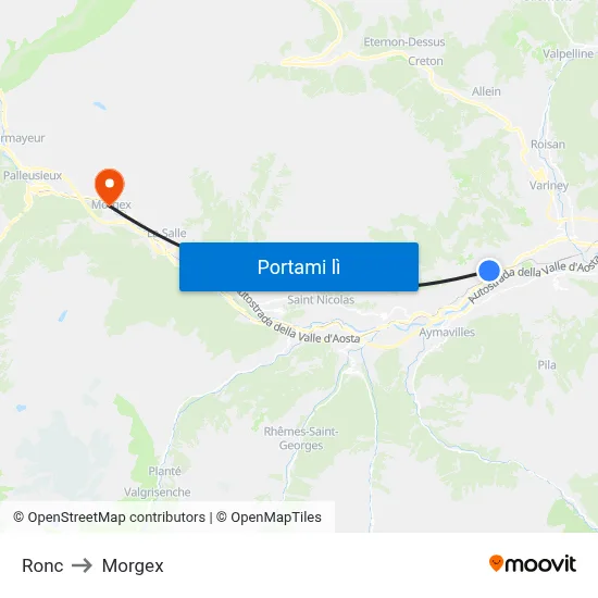 Ronc to Morgex map