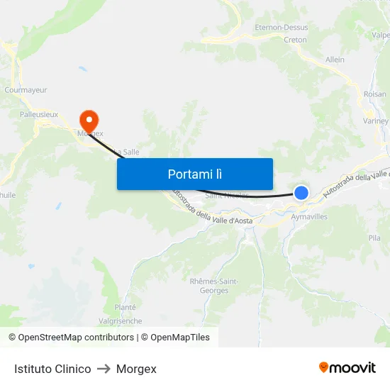 Istituto Clinico to Morgex map