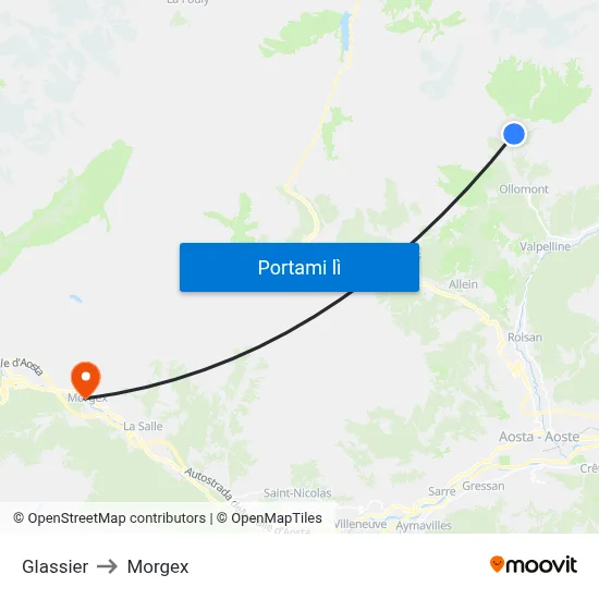 Glassier to Morgex map