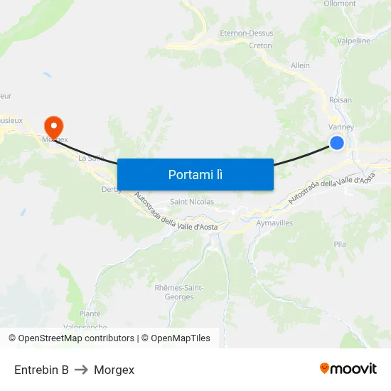 Entrebin B to Morgex map