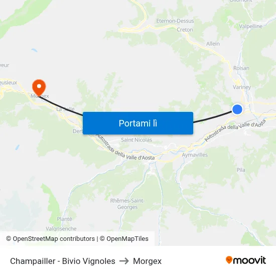 Champailler - Bivio Vignoles to Morgex map