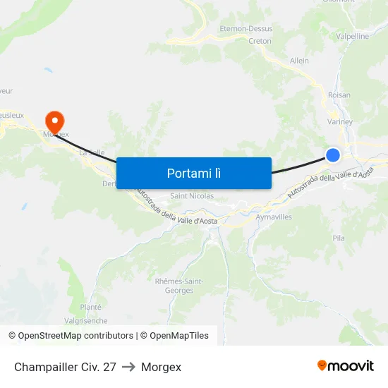 Champailler Civ. 27 to Morgex map