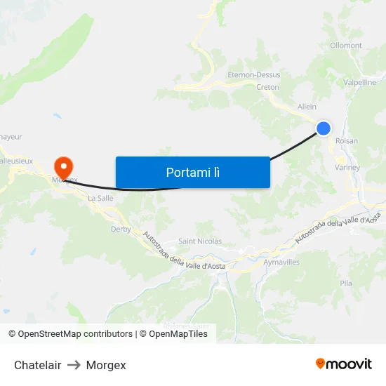 Chatelair to Morgex map