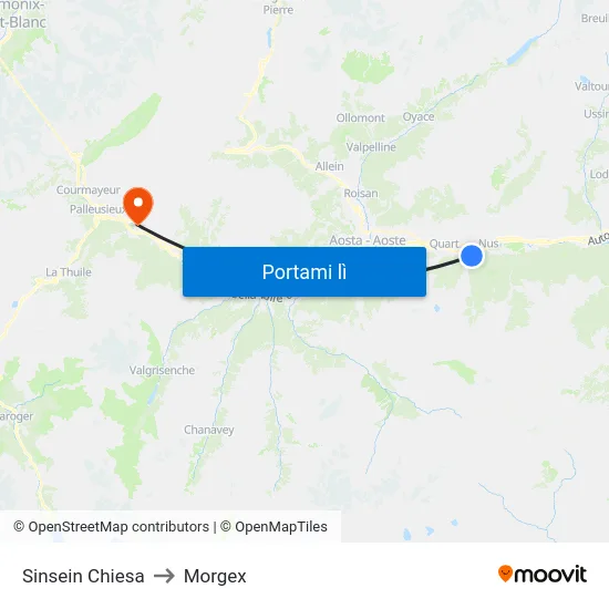 Sinsein Chiesa to Morgex map