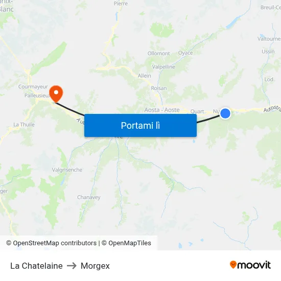 La Chatelaine to Morgex map