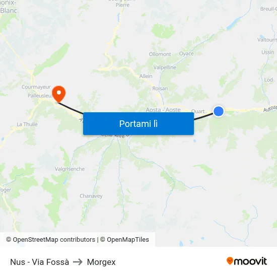 Nus - Via Fossà to Morgex map