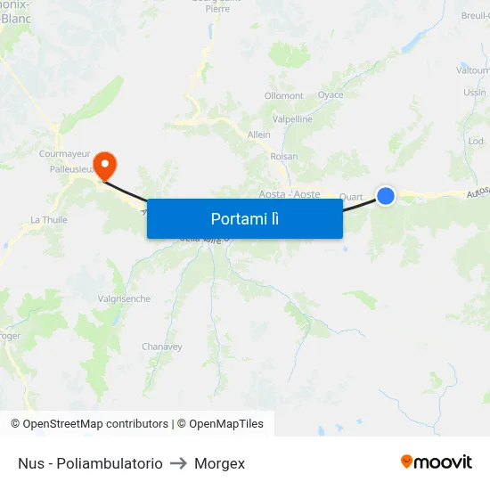 Nus - Poliambulatorio to Morgex map