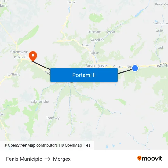 Fenis Municipio to Morgex map