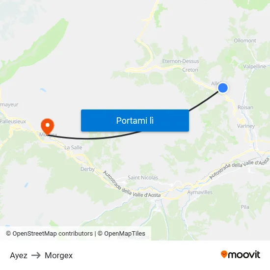 Ayez to Morgex map